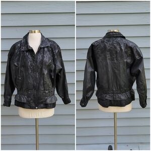 Vintage 90s y2k Black Suede Leather Moto Motorcycle Biker Grunge Bomber Jacket S